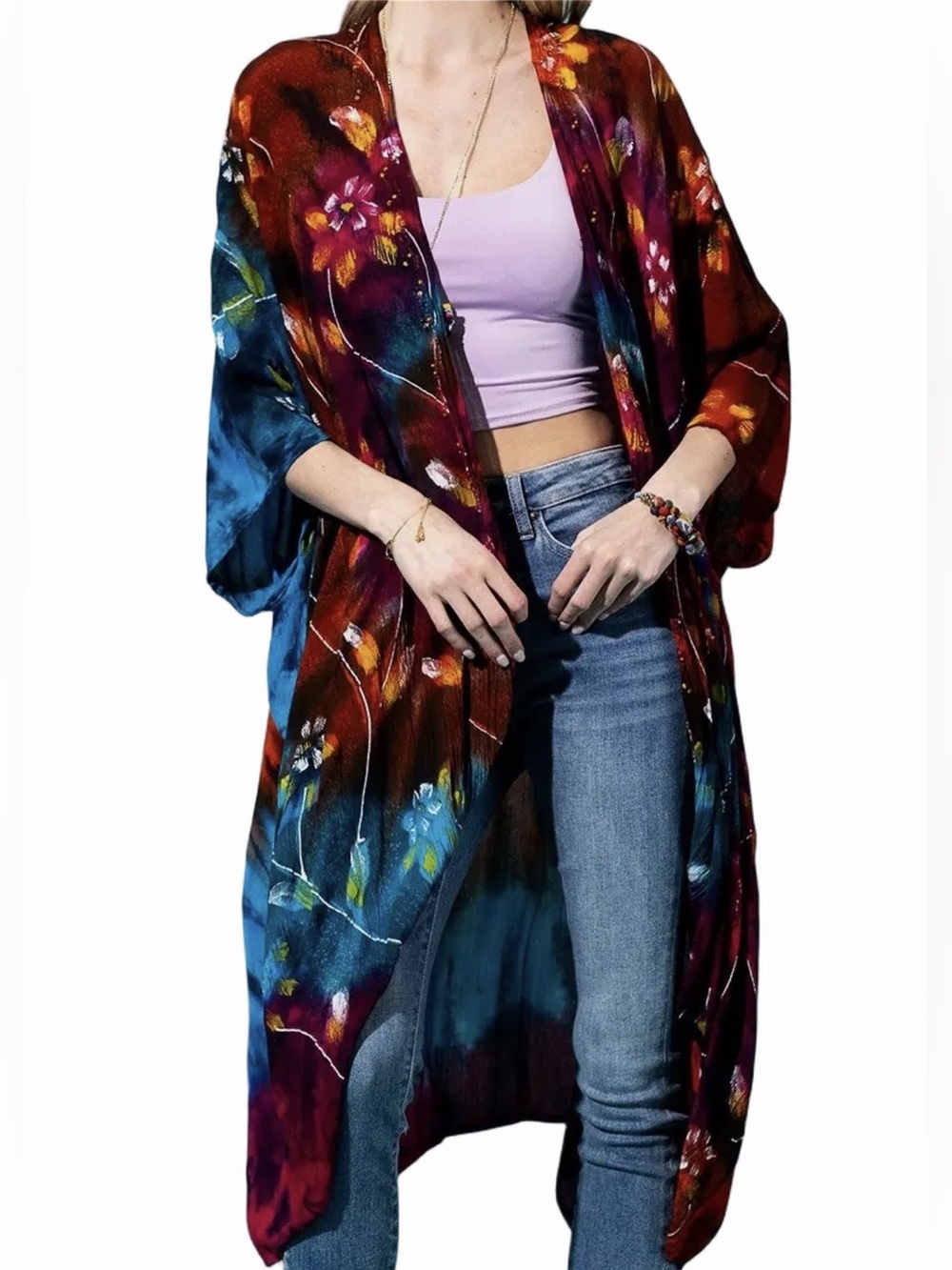 Ruggine Tie-Dye Floral Kimono - Picture 2 of 8